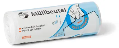 Produktbild von DEISS UNIVERSAL PLUS Müllbeutel aus HDPE 30 L, weiß, 50 Stück/Rolle
