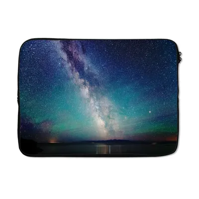 Produktbild von MuchoWow® Laptop Hülle 14 ZollGalaxie über dem See Laptoptasche - Laptoptasche - Stoßsicher - Schutzhaube