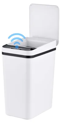 Produktbild von Relaxdays Mülleimer mit Sensor, 9 Liter, elektrischer Deckel, Müllbeutelhalter, Kunststoff, Abfalleimer Küche, silber