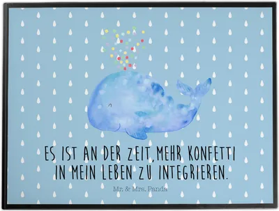 Produktbild von Mr. & Mrs. Panda Schreibunterlage Wal Konfetti - Blau Pastell - Geschenk, schreibtischunterlagen, schreibtischunterlage, Zeichenunterlage, Tischunterlage, Neustart, Diät