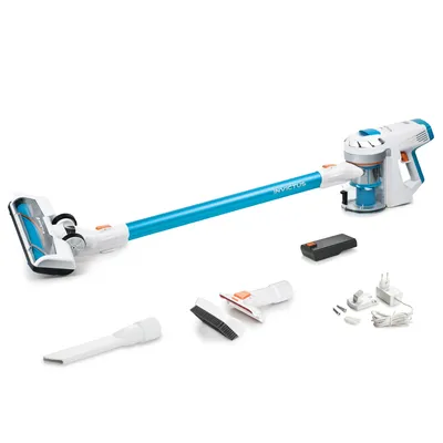 Produktbild von Genius Invictus X7 Akku-Staubsauger (13 Teile) Beutelloser und kabelloser 2in1 Staubsauger mit 380 Watt Saugleistung und integrierten LED-Spot-Lichter