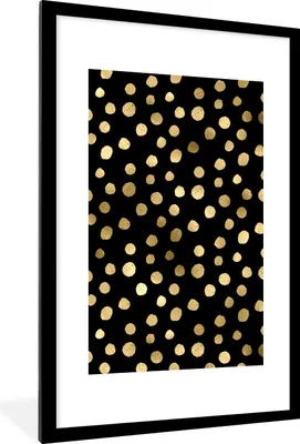 Produktbild von MuchoWow® Gerahmtes Poster Muster - Tupfen - Schwarz 60x90 cm - Poster mit Schwarzem Bilderrahmen Wandposter Rahmen Foto Bilder - Dekoration - Wandposter Wohnzimmer - Hochwertig