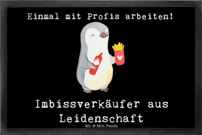 Produktbild von Mr. & Mrs. Panda Gummimatte Imbissverkäufer Leidenschaft 40 x 60 cm - Schwarz - Geschenk, Lustig, Schmutzmatte, Bodenvorleger, Spruch, Sauberlaufmatte, Witzig, fußmatte
