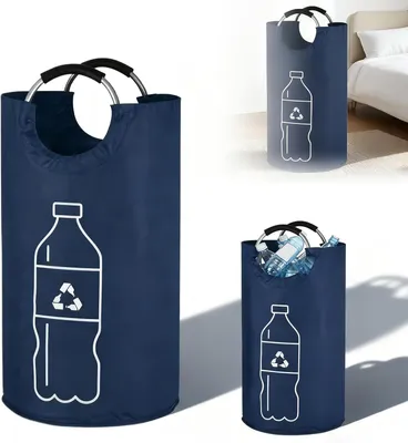 Imagen del producto de Contenedor grande para botellas, plegable, de 115 litros, con mangos suaves, fabricado en aluminio, para el almacenamiento de botellas