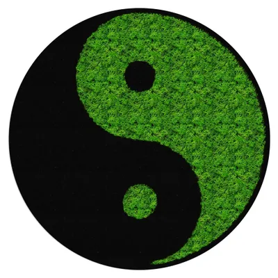 Produktbild von Yin Yang Moosbild Wanddekoration - Handgefertigte Wanddeko für das Wohnzimmer, CNC-gefräste Holzdeko aus HDF-Holz mit echtem Islandmoos, Schwarz, 40x40x1cm