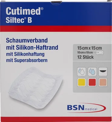 Zdjęcie produktu dla Cutimed Siltec B opatrunek piankowy 15x15 cm z klejem 12 szt