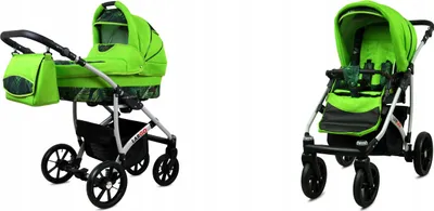 Produktbild von BabyLux® Largo | 2in1 Kinderwagen Set | Green Leaf | Kombikinderwagen | Kinderwagenset | Buggy +