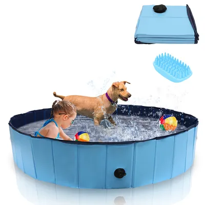 Produktbild von Fiqops Hundepool Sonstiges Hundezubehör Faltbar Hunde und Katzen Faltbarer Kinder Gut Abgedichtet Kunststoff 160*30CM