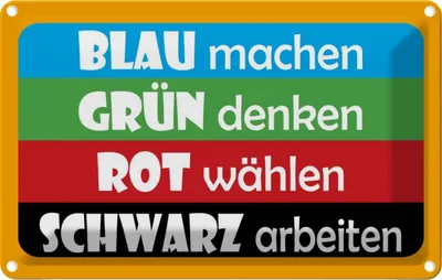 Produktbild von vianmo Blechschild 20x30 cm Blau machen- grün denken Dekoration Spruch Zitat