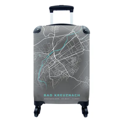 Produktbild von MuchoWow® Koffer Handgepäck Trolley Rollkoffer Kleine Reisekoffer mit 4 Rollen - Bad Kreuznach - Stadtplan - Blau - Karte - Deutschland - Cabin Size < 55x40x23 cm & 55x40x20 cm - Fotokoffer - Kabinenkoffer - Boardgepäck - Reise-Box - Reisekoffer - Reisegepäck - Koffer mit Bild - Trolley für Kinder