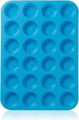 Produktbild von Jumada's - 24 Stück Silikon-Mini-Muffin-Backform ⌀ 5 cm - Cupcakes - 24 Stück - Blau - Cupcake-Formen - Muffin-Backformen