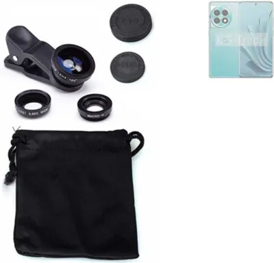 Produktbild von K-S-Trade Smartphone Kamera Linsen Set Kompatibel mit OnePlus Ace 2 Pro 3in1 Clip-On Kamera Adapter Macro Weitwinkel FishEye Fischauge Objektiv Linse