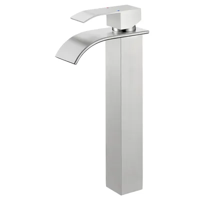 Produktbild von CECIPA MAX Wasserhahn Bad Hoch, Waschtischarmatur Wasserfall, Mit Warm Und Kalt Wasser, 245mm Hoch, Edelstahl Gebürstetes Silber