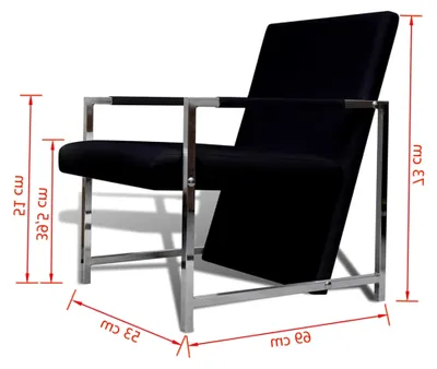 Produktbild von Sessel mit verchromten Füßen, Wohnzimmer Sessel, Lesesessel, Stillsessel, Fernsehsessel, Schwarz Kunstleder