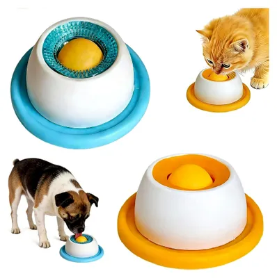 Produktbild von Hundeleckspielzeug, 2 Stück Leckschalen für Hunde, langsame Futterspender, Schleckball für Hunde, Leckschale mit integrierter Drehkugel für gelangweilte Welpen und Katzen