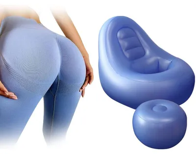 Produktbild von Aufblasbarer BBL Recovery Chair mit Fußhocker, komfortabler Entspannungsstuhl mit Armlehnen für Zuhause, Reisen & Schwangerschaft, Blau