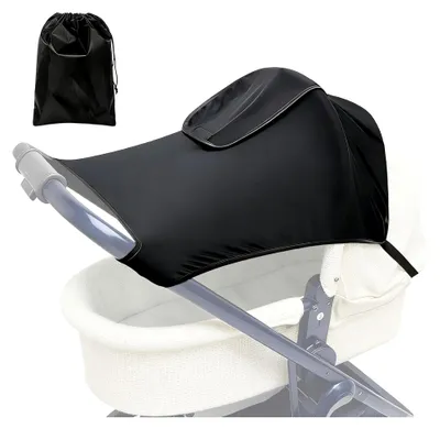 Produktbild von Universal Sonnensegel für Kinderwagen mit Sichtfenster, verstellbar, wasserdicht, UV-Schutz, inklusive Aufbewahrungsbeutel (Schwarz)