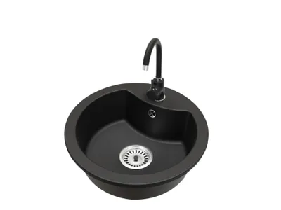 Produktbild von Granit Küchenspüle rund MILA Set mit Küchenarmatur Einbauspüle Komplettset