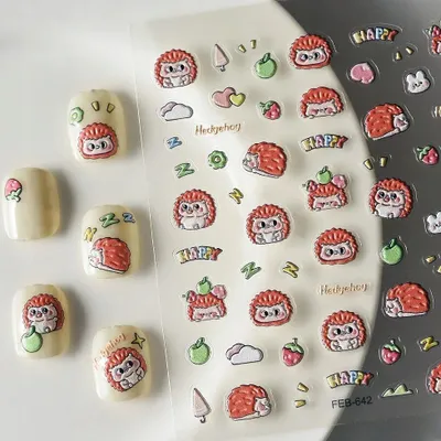 Produktbild von 3D Nagelsticker Selbstklebend Konvexe Muster Märchen Igel
