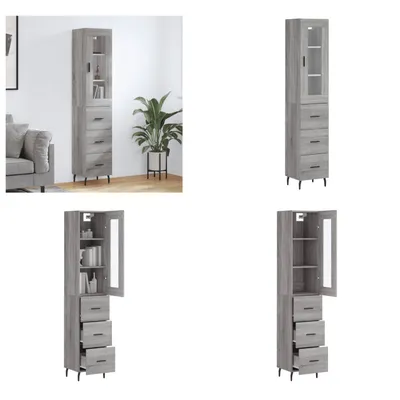 Produktbild von vidaXL Highboard Grau Sonoma 34,5x34x180 cm Holzwerkstoff - Highboard - Highboards - Sideboard - Schrank