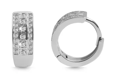 Produktbild von 925/- Echt Silber Klappcreolen "Fenja" mit Zirkoniabesatz