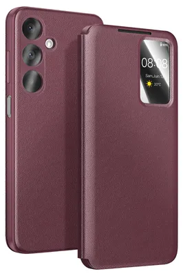 Image de Avizar, étui Smart View avec compartiment pour cartes pour Galaxy A37, bordeaux