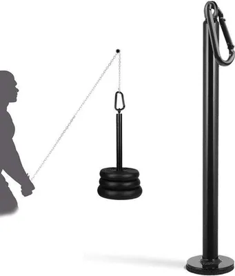 Productafbeelding van 32 cm Fitness haltergewicht laadpen met 8 cm draagbare karabijnhaken, zwart, home gym workout gewichten, hubhalter voor fitness spieropbouw