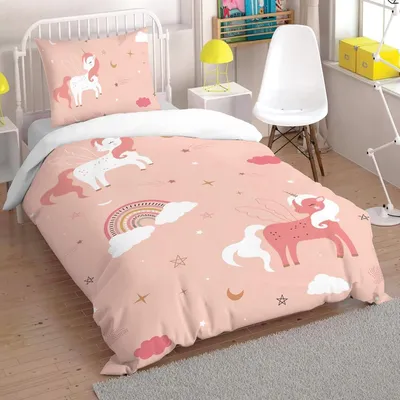 Zdjęcie produktu dla Omgoods - Komplet pościeli z jednorożcem dla dzieci, 140 x 200 cm