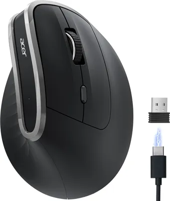 Produktbild von Ergonomische vertikale kabellose Maus 1600 DPI mit 2.4G Funk, USB C wiederaufladbar, 58° Design, leise Steuerung für Windows macOS Linux PC Laptop