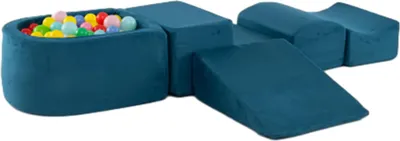 Produktbild von GOPLUS Schaumstoffbausteine ohne Ozeanbälle, 5-teiliges Softbausteine mit Wildlederbezug, Hochdichtes Schaumstoff, Weiche Riesenbausteine, Blau