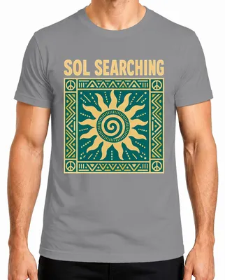 Produktbild von Sol Searching Sonne Tribal Boho Hippie Spirituell Vintage Aztec Herren T-Shirt, Grau, M