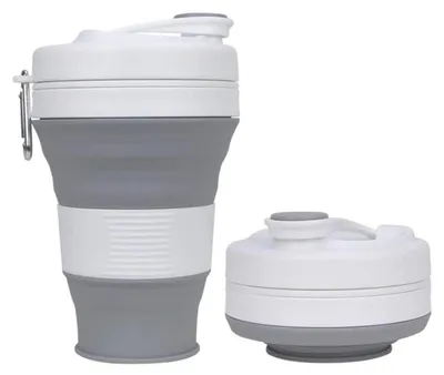 Image de Gobelet de camping pliable avec paille en silicone, 600 ml, gris