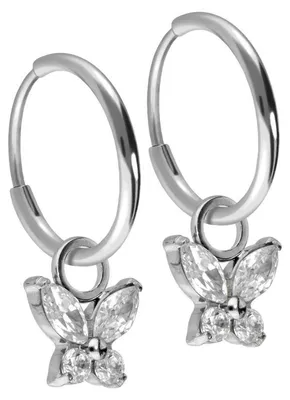 Produktbild von Titan Ohrclicker Creolen KRISTALLSCHMETTERLING Silber Innendurchmesser: 12mm + Designstärke: 1,2mm