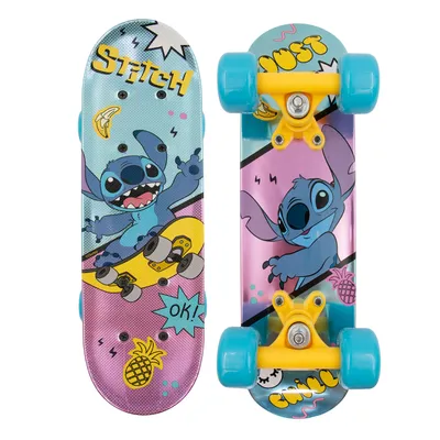 Two skateboards with Stitch graphics are shown side-by-side against a white background.