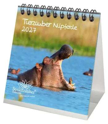 Produktbild von Tierzauber Nilpferde Tischkalender 10x10cm für 2027 Afrika Flusspferde - Seelenzauber