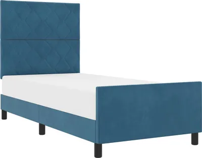 Produktbild von vidaXL Boxspringbett mit Kopfteil Dunkelblau 90 x 200 cm Samt