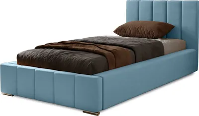 Produktbild von Polsterbett Nero 90x200 cm, Bett mit Kopfteil, Doppelbett mit Bettkasten , Lattenrost und Matratze aus Holz, Velourstoff:  Hellblau