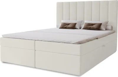 Obrázok produktu pre Hotelová manželská posteľ 160x200 GRETNA - biela + topper