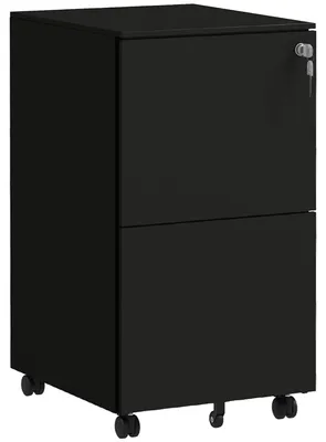 Productafbeelding van Verrijdbare archiefkast met 2 lades, afsluitbaar, op wielen, 37 cm x 43,5 cm x 67,5 cm, zwart