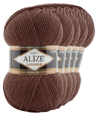 5 x 100g Strickgarn ALIZE Lanagold rotbraun