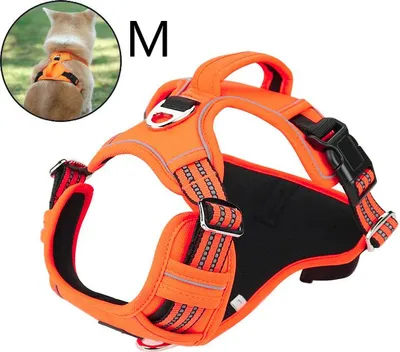 Obrázek produktu pro Prodyšný postroj pro velké psy, postroj proti tahání Reflexní postroj pro psy Lehký hrudní postroj, M, oranžový