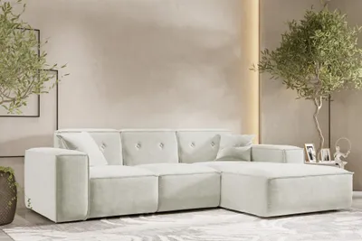 Produktbild von Ecksofa Designersofa CESINA Stoff Perfect Harmony Cremeweiß Ottomane Rechts