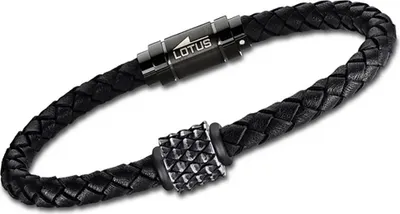 Image de LOTUS Style bracelet noir LS1980-2/1 hommes cuir/acier inoxydable D2JLS1980-2-1