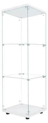 Immagine prodotto di Vetrina a parete in vetro - Vetrina in vetro da parete - 3 ripiani in vetro temperato di sicurezza - 125 x 42 x 36 cm - Struttura in metallo - Bianco - Senza illuminazione
