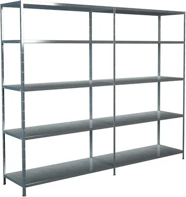 Produktbild von Steckregal mit 2 x 5 PowerMAX Fachböden, 85 kg Tragkraft, 200x240x50 cm (HxBxT), verzinkt (Lagerregal, Werkstattregal, Kellerregal, Garagenregal, Metallregal