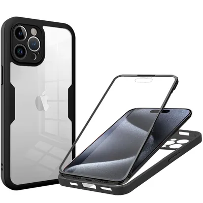 Immagine prodotto di Custodia per iPhone 15 Pro, protezione completa a 360° con protezione del display incorporata Nero
