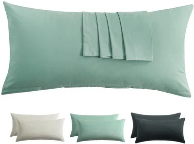 Produktbild von Unyqoos® Baumwoll-Kissenbezüge 2er-Set 40 x 80 cm mit Reißverschluss, Salbeigrün – atmungsaktiv & hautfreundlich für optimalen Schlafkomfort