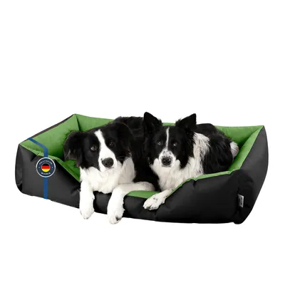 Obrázek produktu pro Psí pelíšek BedDog LUPI – psí pohovka, polštář pro psy, pratelný, GREEN-FIELD (černá/zelená), (XXXL) cca 145 x 105 x 28 cm