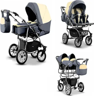Produktbild von Zwillingskinderwagen 4 in 1 City Twin inkl. Autositze - 15 Teile -  in 19 Farben