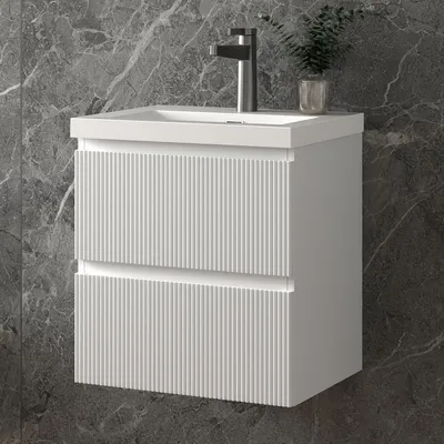 Produktbild von Waschbeckenunterschrank, Unterschrank, Badezimmerschrank, 50x37x52cm, 2 Türen, Badschrank, weiß